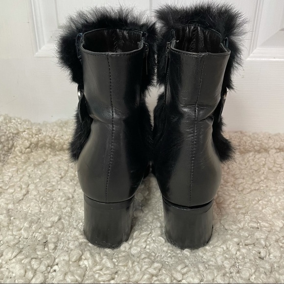 LUCA Grossi Handmade Made in Italy Leather Chunky Heeled Furry Buckle Boots 5 - Picture 5 of 9